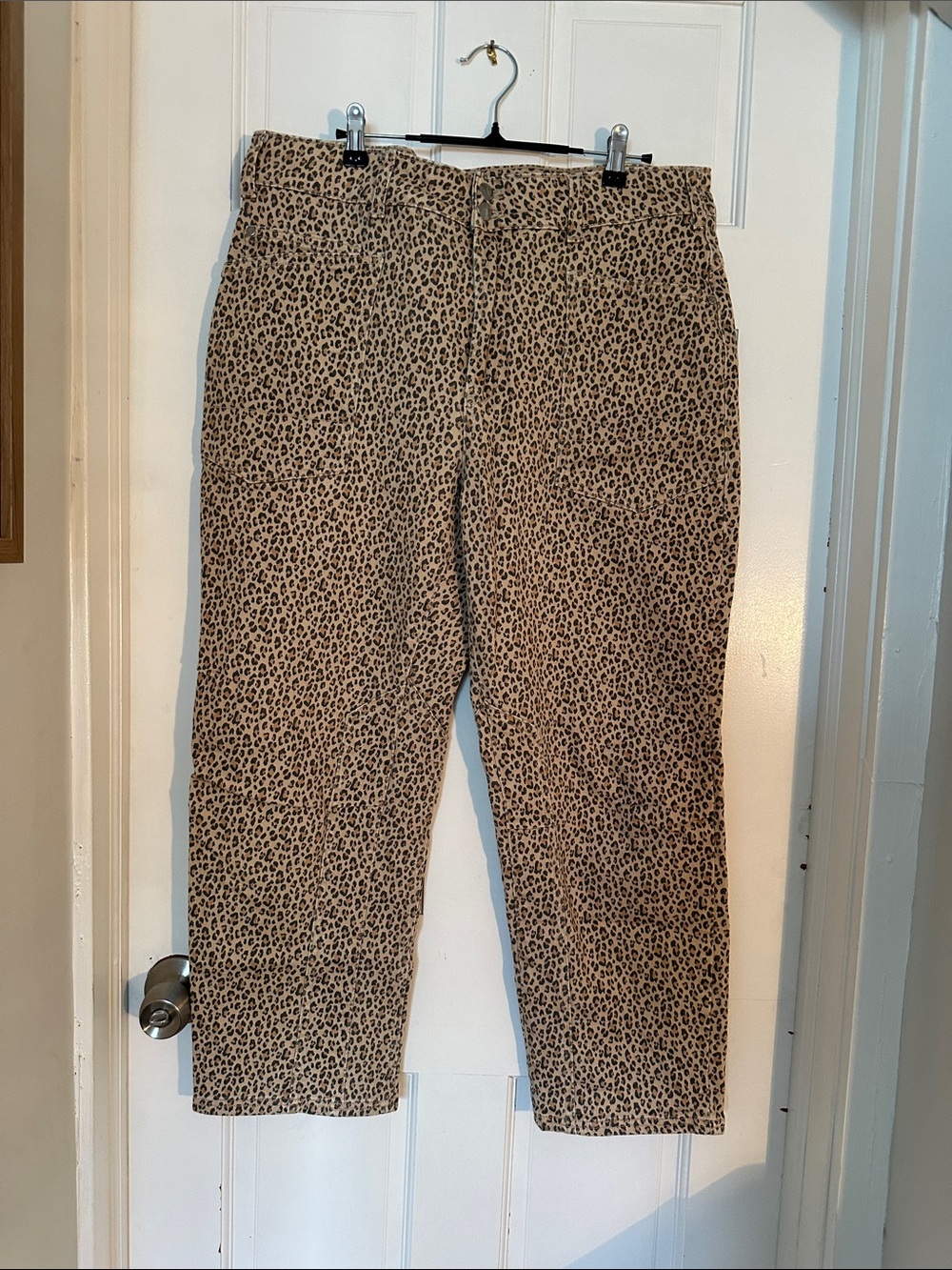 Pilcro Leopard Print Barrel Jeans